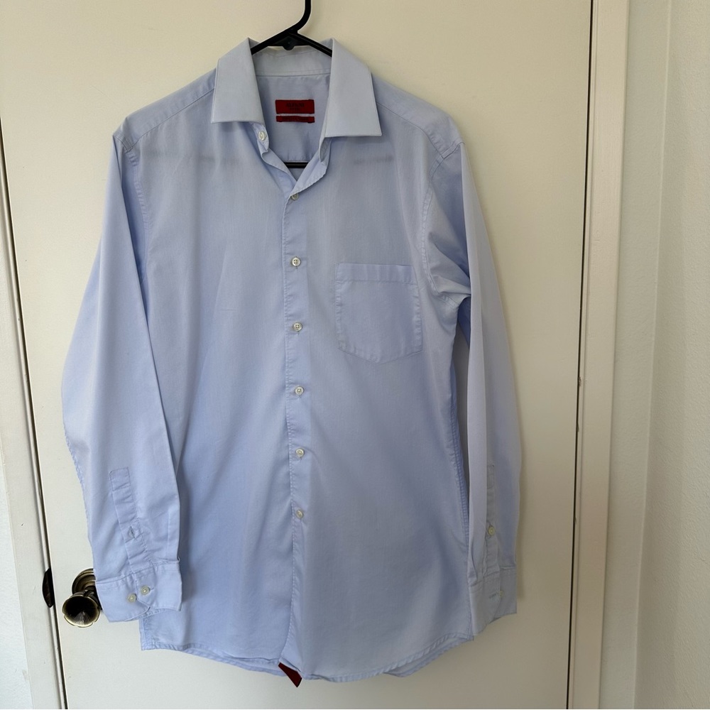 Alfani men’s fitted stretch fabric long sleeve button down shirt M 70% cotton